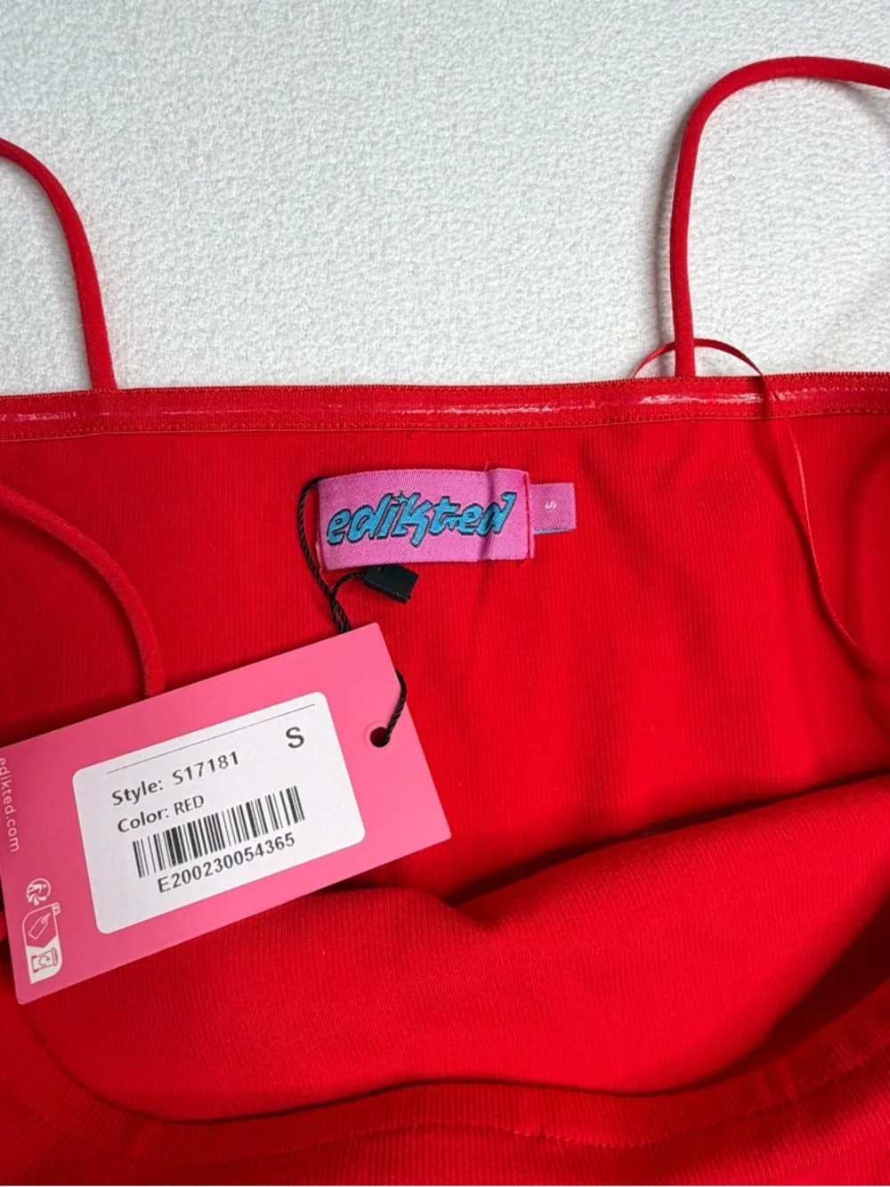 ✨NWT•Edikted Ribbed Bubble Skirt Mini Dress•Red - Picture 7 of 14